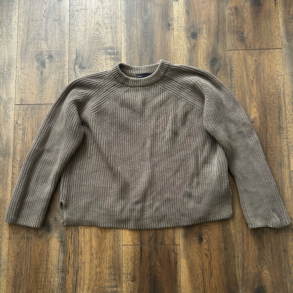 M&S Sweaters - Taupe Ribbed Crewneck Knit Sweater